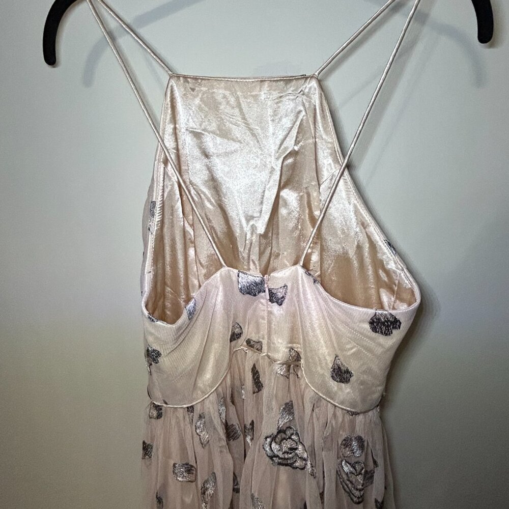 Gianni Bini Rose Embroidered Halter Gown - Picture 7 of 10